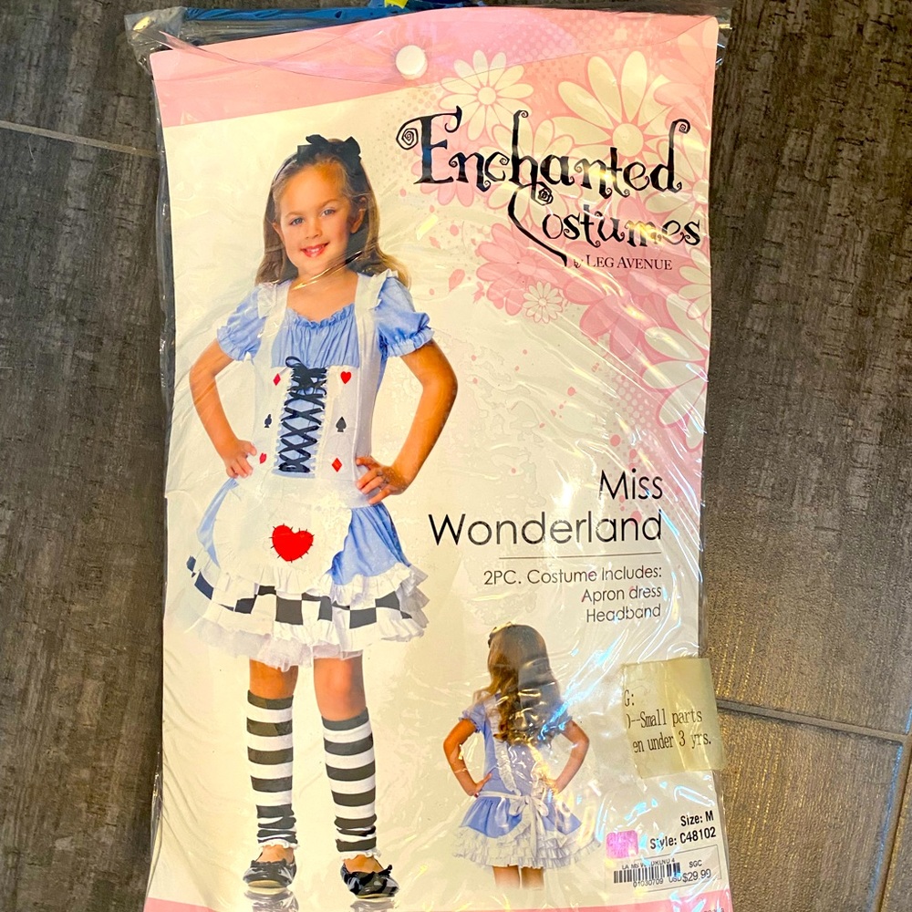 Enchanted Costumes - Miss Wonderland Costume - Apron Dress w/ Headband Child Med